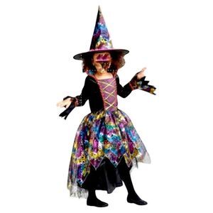 Kids Glitter Hallows Eve Witch Costume Various Sizes